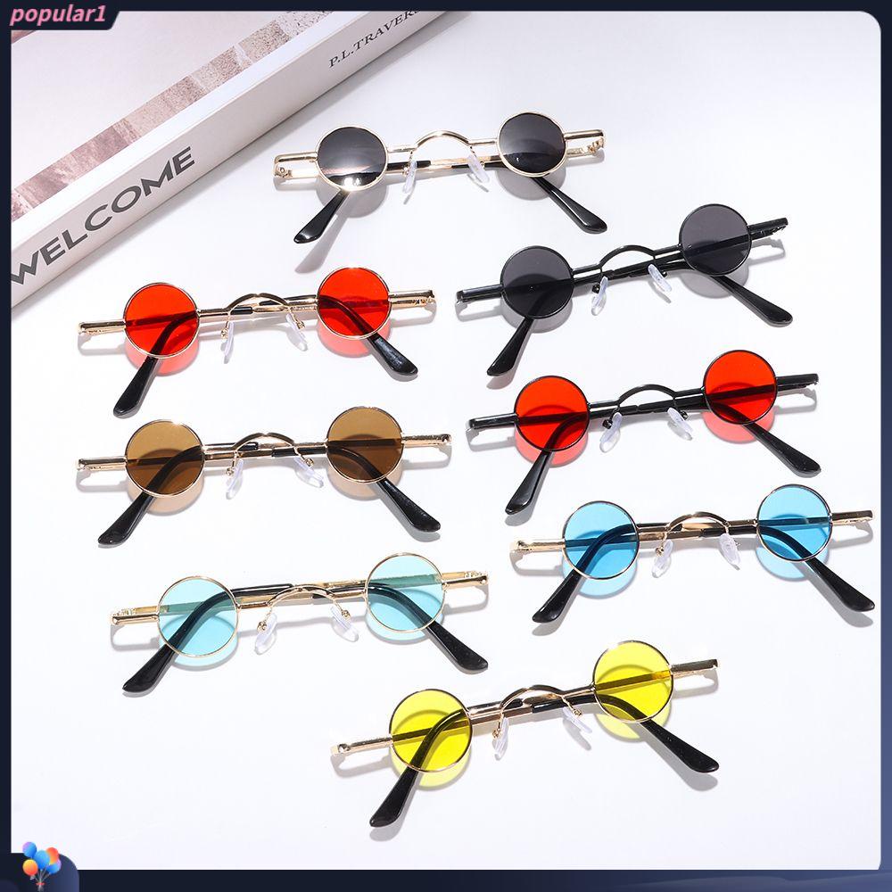 [POPULAR] Retro Small Round Sunglasses Candy Color Shades Sun Glasses Women Men Metal Frame Ins Fashion Hip Hop Punk