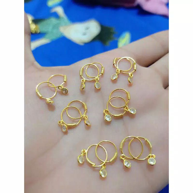 ANTING KENIP ANAK MATA PERAK 925 LAPIS MAS 24 K