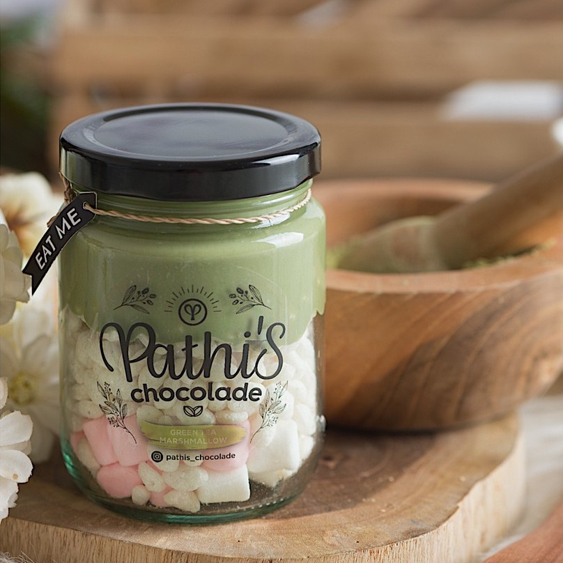 

GREENTEA MARSHMALLOW - Pathis Chocolade Cemilan Coklat Jar Lumer Choco Crunchy