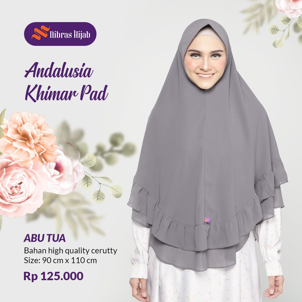 NIBRAS HIJAB ANDALUSIA KHIMAR PAD HIJABERS KERUDUNG SYARI JILBAB CERUTI FASHION MUSLIMAH