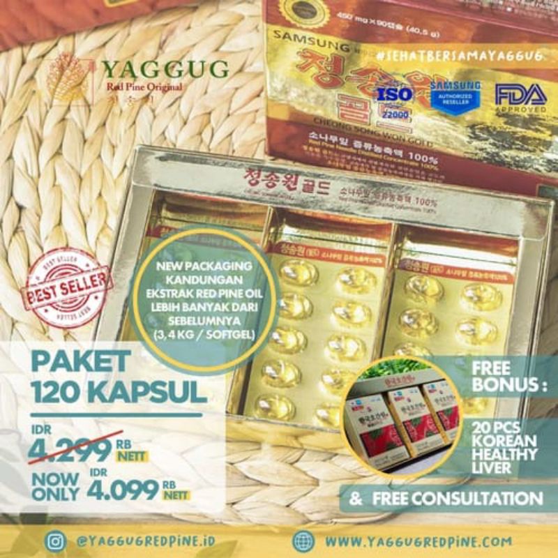 120 KAPSUL RED PINE OIL KOREA 100% ORIGINAL JEOK SONG WON SAMSUNG