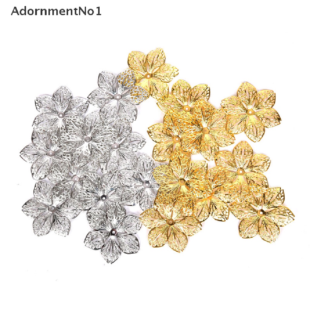 (AdornmentNo1) 50pcs / Set Konektor Liontin Bentuk Bunga Filigree Untuk Kerajinan Perhiasan DIY