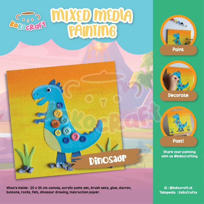 Dino Mixed Media Painting Craft Kit DIY