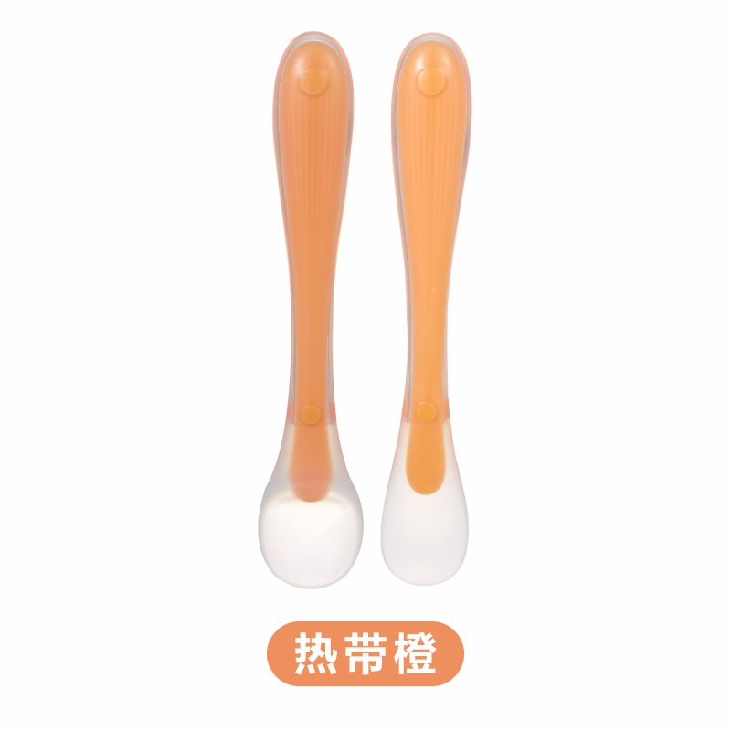 VnM080 | JIAYI Sendok Makan Silikon Bayi / Baby Safety Spoon Food Grade Silicone 2in1 / Perlengkapan Makan Bayi