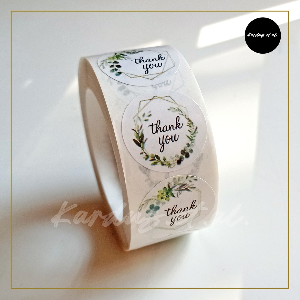 

Stiker Thank you 'Green Rustic' | 2,5 cm/25mm