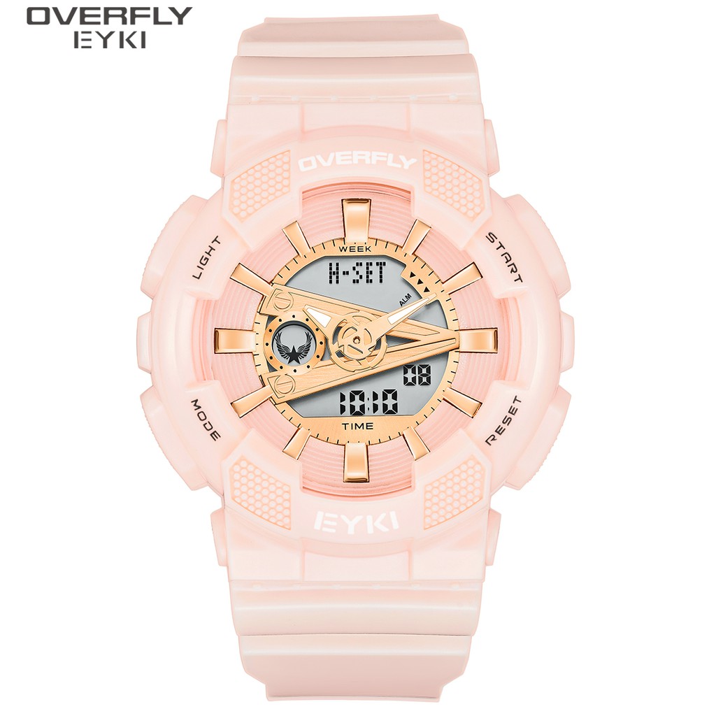 Eyki Jam Tangan Wanita Sports Digital Analog  E3189M-ZZ5LLL Tali PVC Soft Pink
