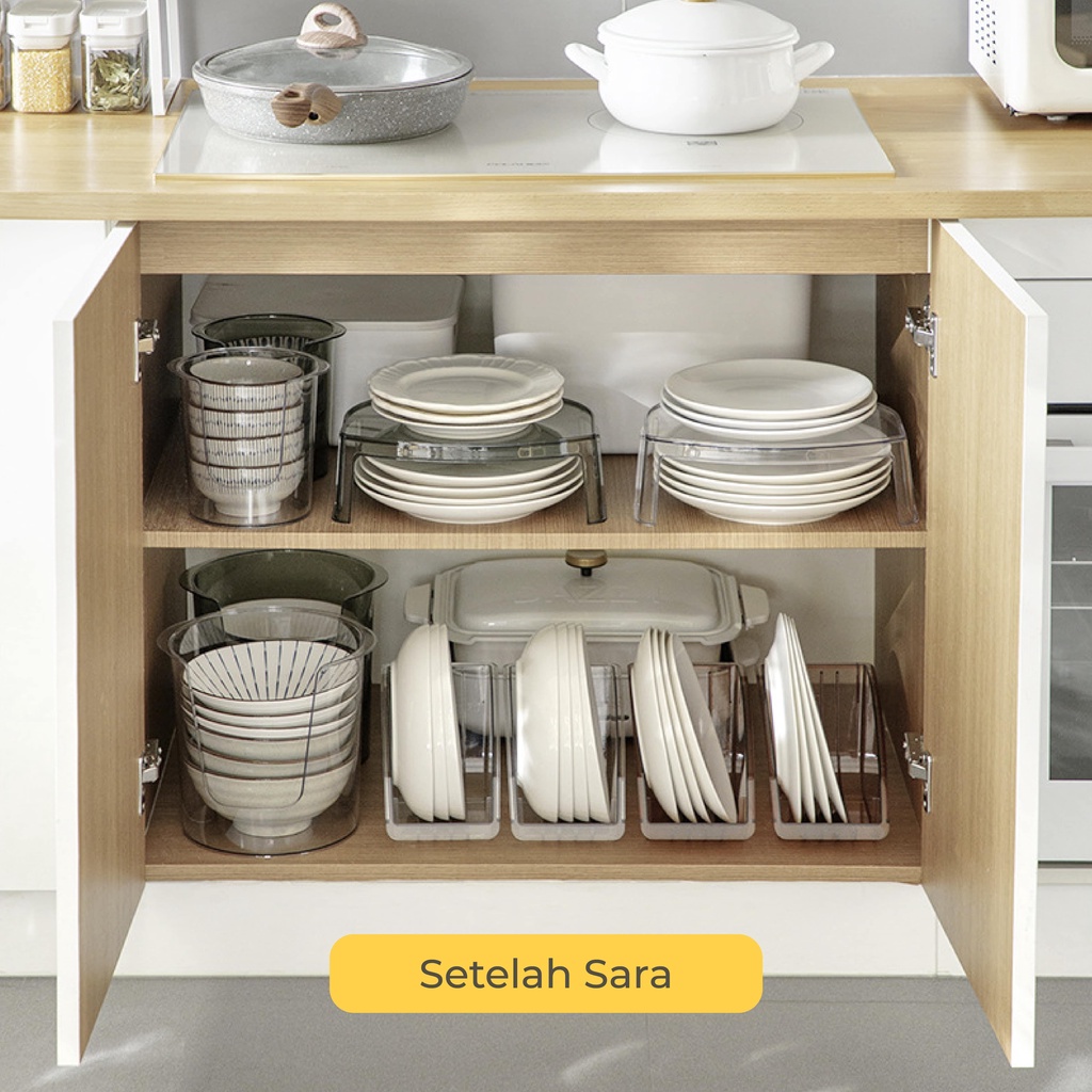 【IKONE】SARA Plate and Bowl Organizer Tempat Penyimpanan Piring Mangkuk Berkualitas Susun Mangkuk Susun Piring Rak Dapur Perapi Dapur Organiser Piring Organizer Mangkuk Stacking Plate Stacking Bowl