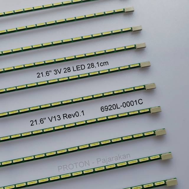 Lampu Backlight TV LG 3V 28 LED SMD 28cm 42V soket 6 pin . 21.6" V13 Rev0.1 16920L-0001C6916L1237B 2
