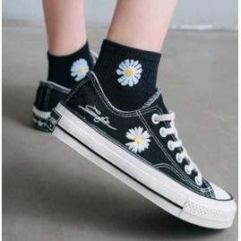 BV.ID KK824 Kaos Kaki korea Motif hitam Kaos Kaki Ankle Cute Socks Short Sepatu Lucu Wanita Pria Murah Import