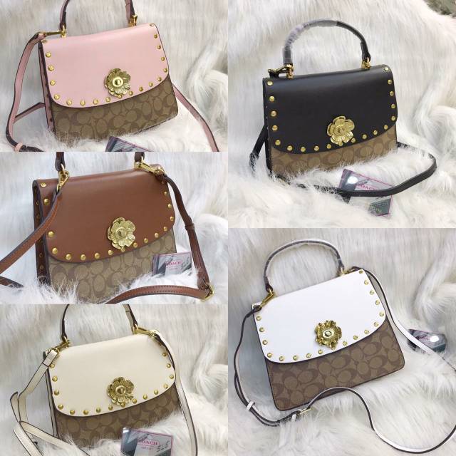 COACH PARKER TOP HANDLE STUD BAG TAS SELEMPANG TOP HANDLE