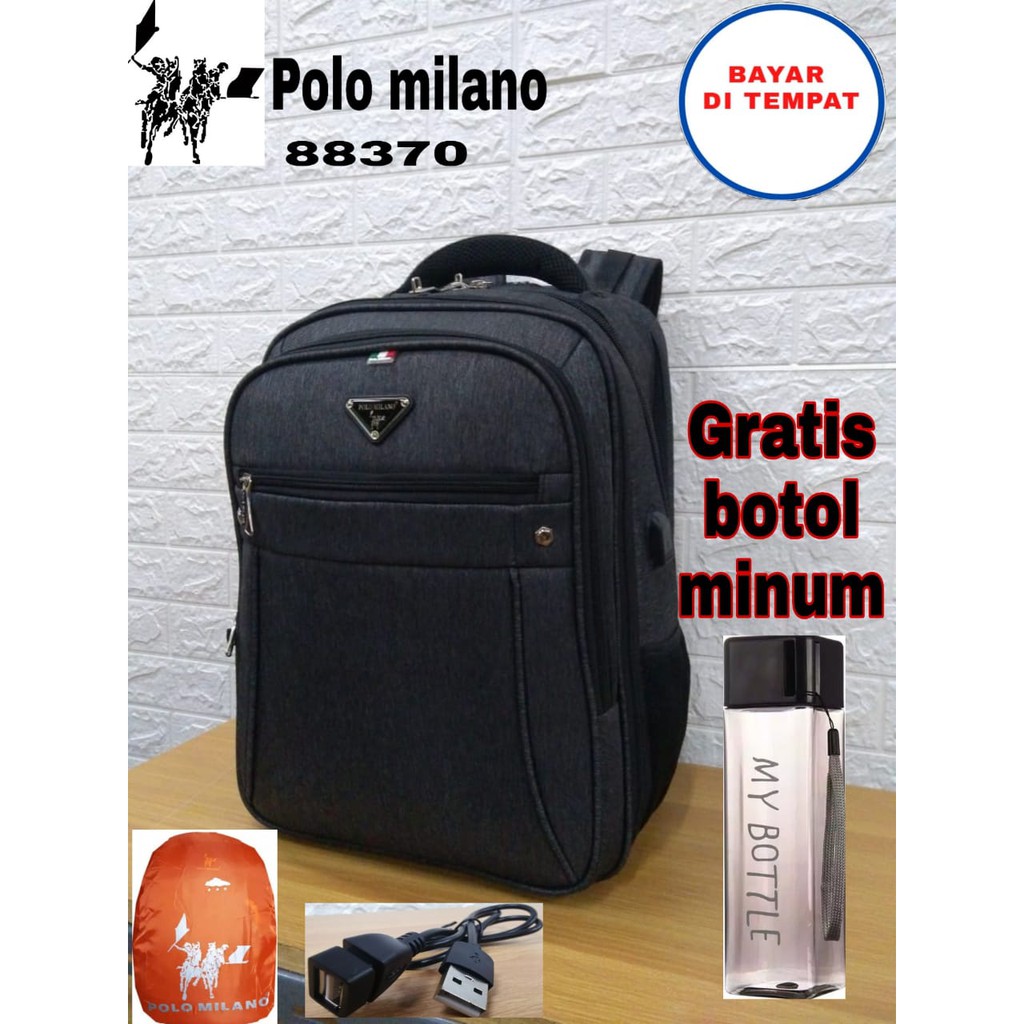 TAS RANSEL COWOK POLO MILANO - 88360 Tas Pria RANSEL KEKINIAN TERLARIS ANTI AIR USB CHARGER