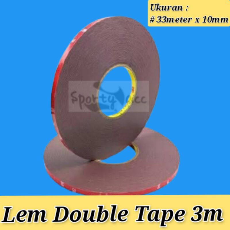 Lem bolak balik double tape merah 33m