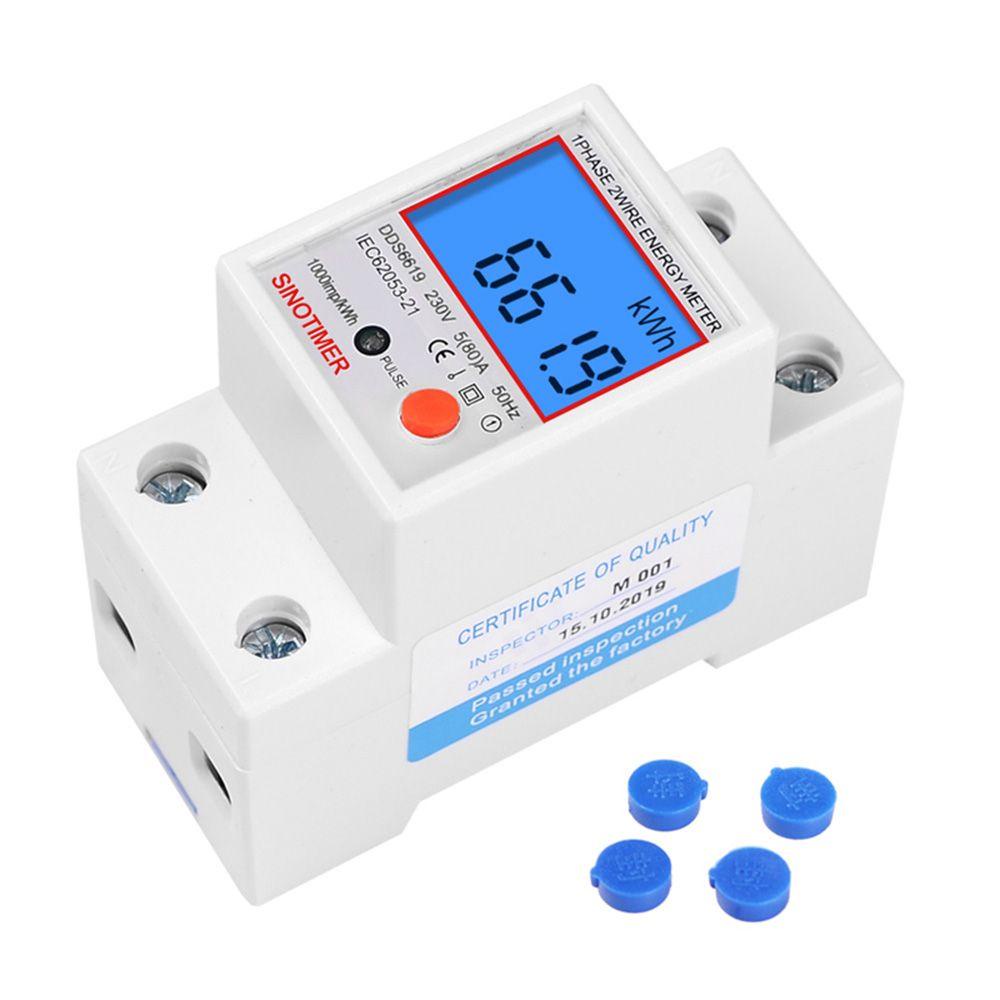 [Elegan] Energy Meter AC 220V 80A Elektronik Din Rail Backlight Digital LCD Pengukur Konsumsi Daya