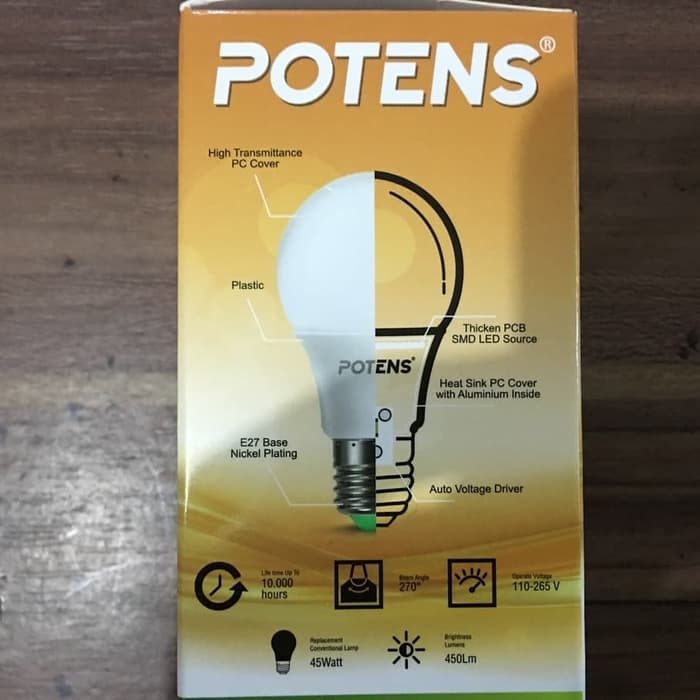 Lampu LED 5W 5 Watt Potens Garansi 1 Tahun Terang Cahaya Putih 450Lm