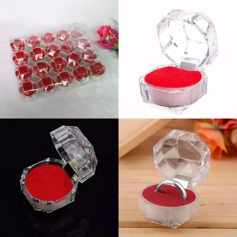Box Cincin Tempat Cincin Mika Bening Mewah kotak perhiasan