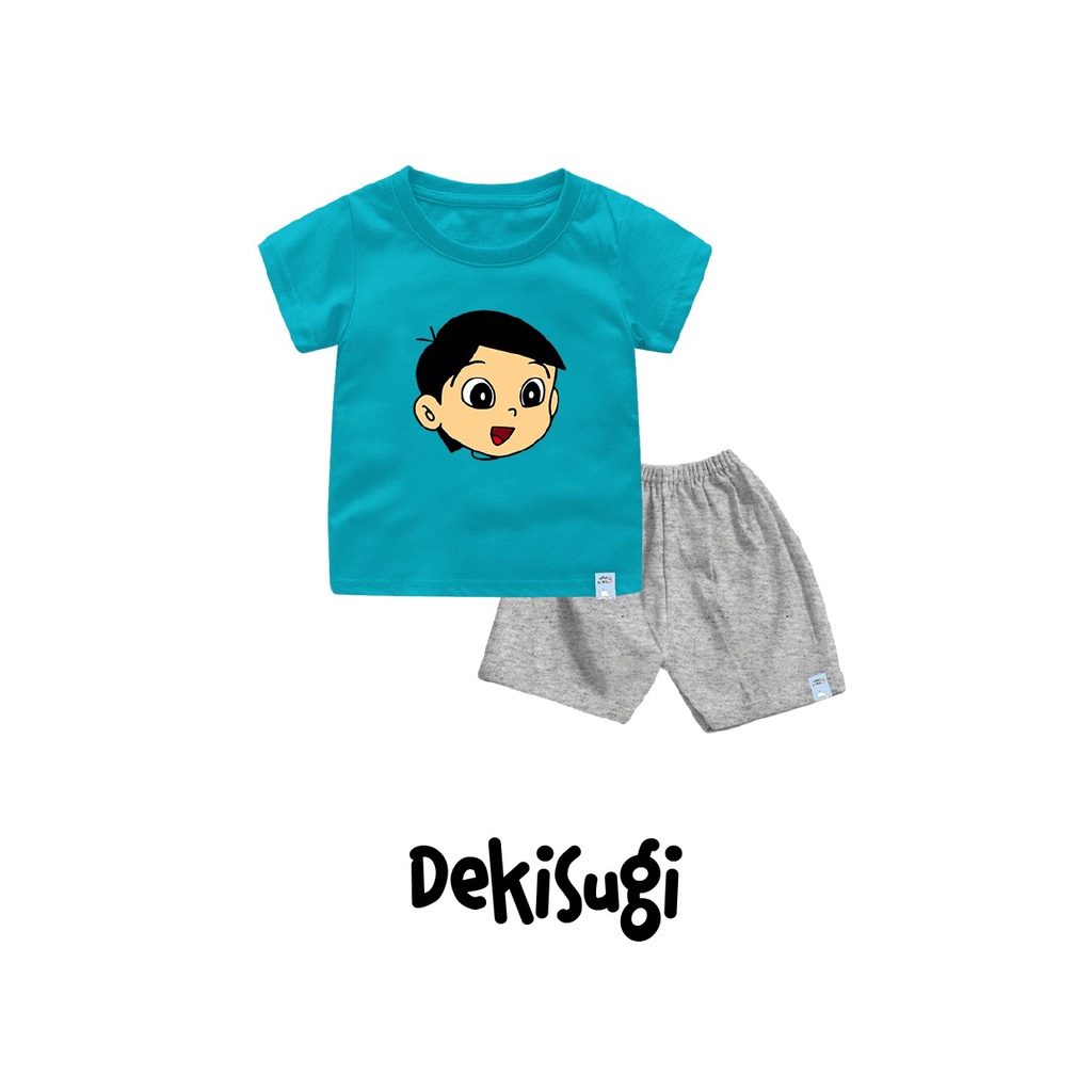 Setelan Anak dan Bayi Doraemon Nobita Shizuka Bahan Katun Combed 30s Lembut dan Nyaman Dipakai