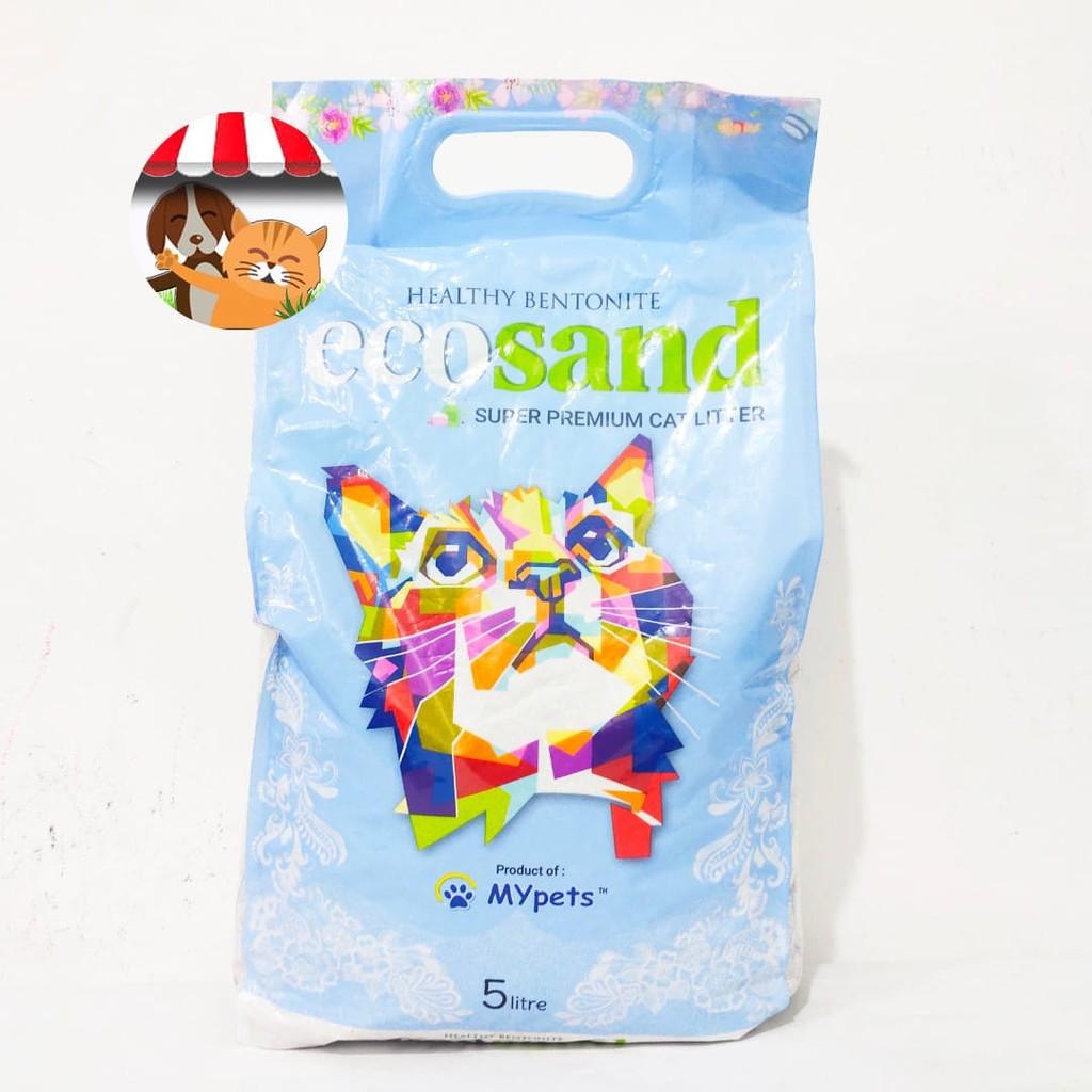Pasir Kucing Ecosand 5 litter Eco Cat sand 5ltr Gumpal Wangi Clumping - Healthy Bentonite