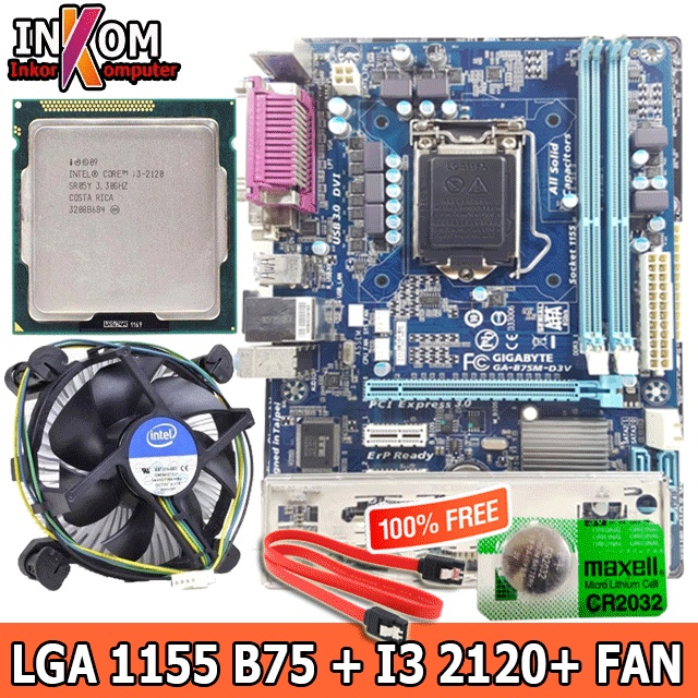 Mobo Motherboard Mainboard LGA 1155 B75 + Processor Core i5