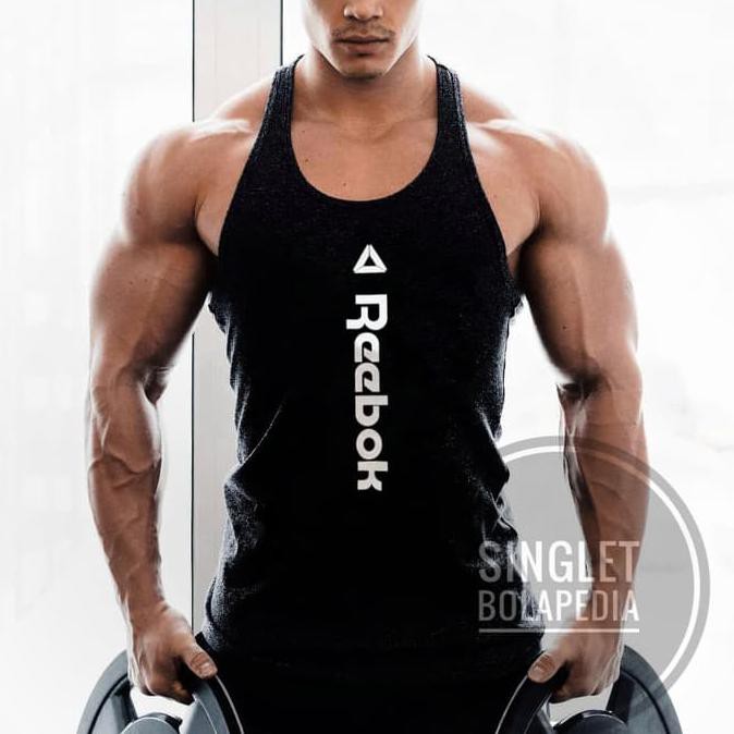 SINGLET REEBOK WORD / KAOS RUNNING GYM FITNES / BAJU TRAINING PRIA