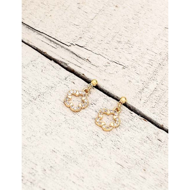 LRC Anting Tusuk Fashion Gold Alloy Flower Earrings F69862