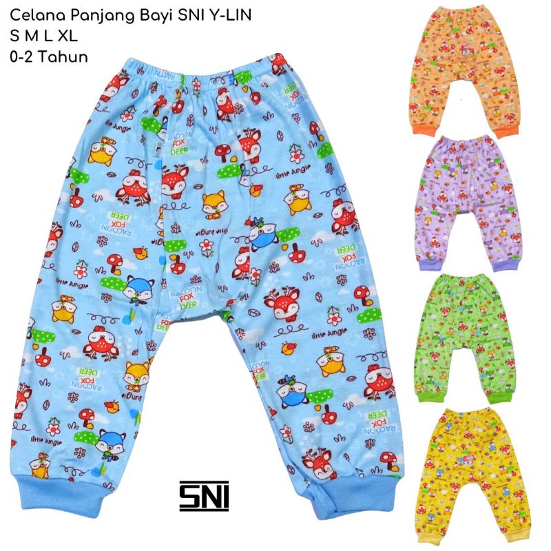 Celana Panjang Bayi Y-Lin SNI MOTIF Size S M L XL 0-2 Tahun Bahan 100% Cotton Halus Lembut Celana Bayi SNI Perlengkapan Bayi Baru Lahir