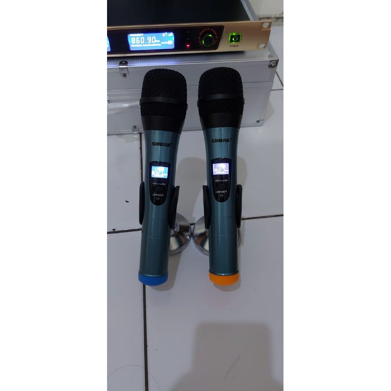 mic wireless shurw UR 24D free koper double mic handle shure UR24D prof wireless microphone