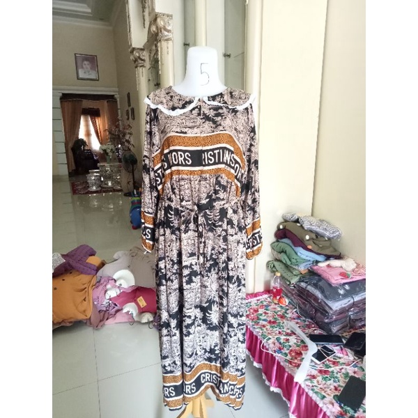 Dress Dior Rayon Viscoss Premium//Midi Dior Motif Pohon