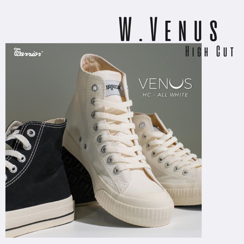 SINUQO - SEPATU LOKAL WARRIOR VENUS WHITE / BLACK WHITE HIGH / SEPATU LOKAL WARRIOR PRIA WANITA ORIG