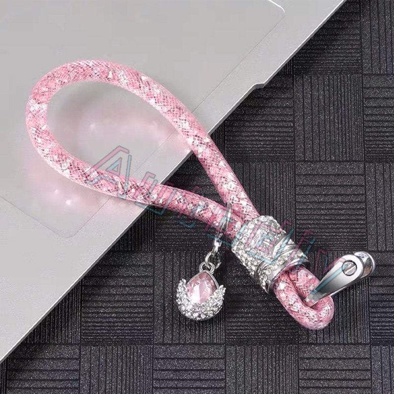 Gantungan Kunci Mobil / Tas Bahan Kulit PU Hias Kristal Warna-Warni Untuk Pria / Wanita