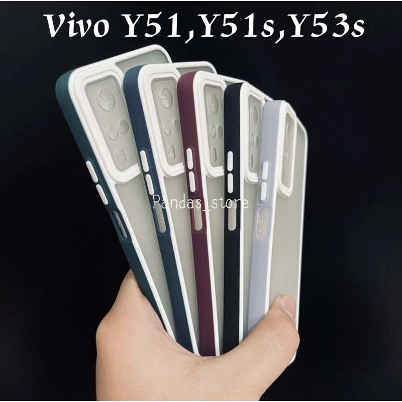 Pro Hybird Vivo Y51, Y51a, Y53s Softcase Halus dan Elegan / Pinggiran Garis Putih Keren (Pandas)