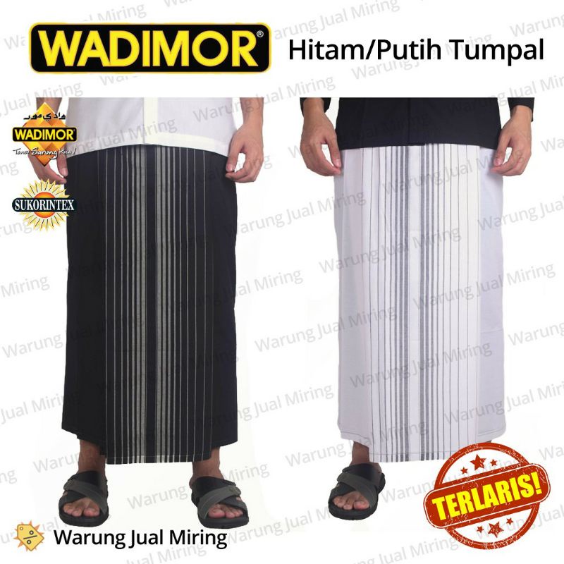 Sarung WADIMOR Hitam Polos Ntpl Tanpa Tumpal Putih Polos Ntpl Hitam Tumpal Putih Tumpal Kain Samping Sholat Santri Putra Katun Tenun Pesantren Santri Dewasa Jumbo Pria Laki