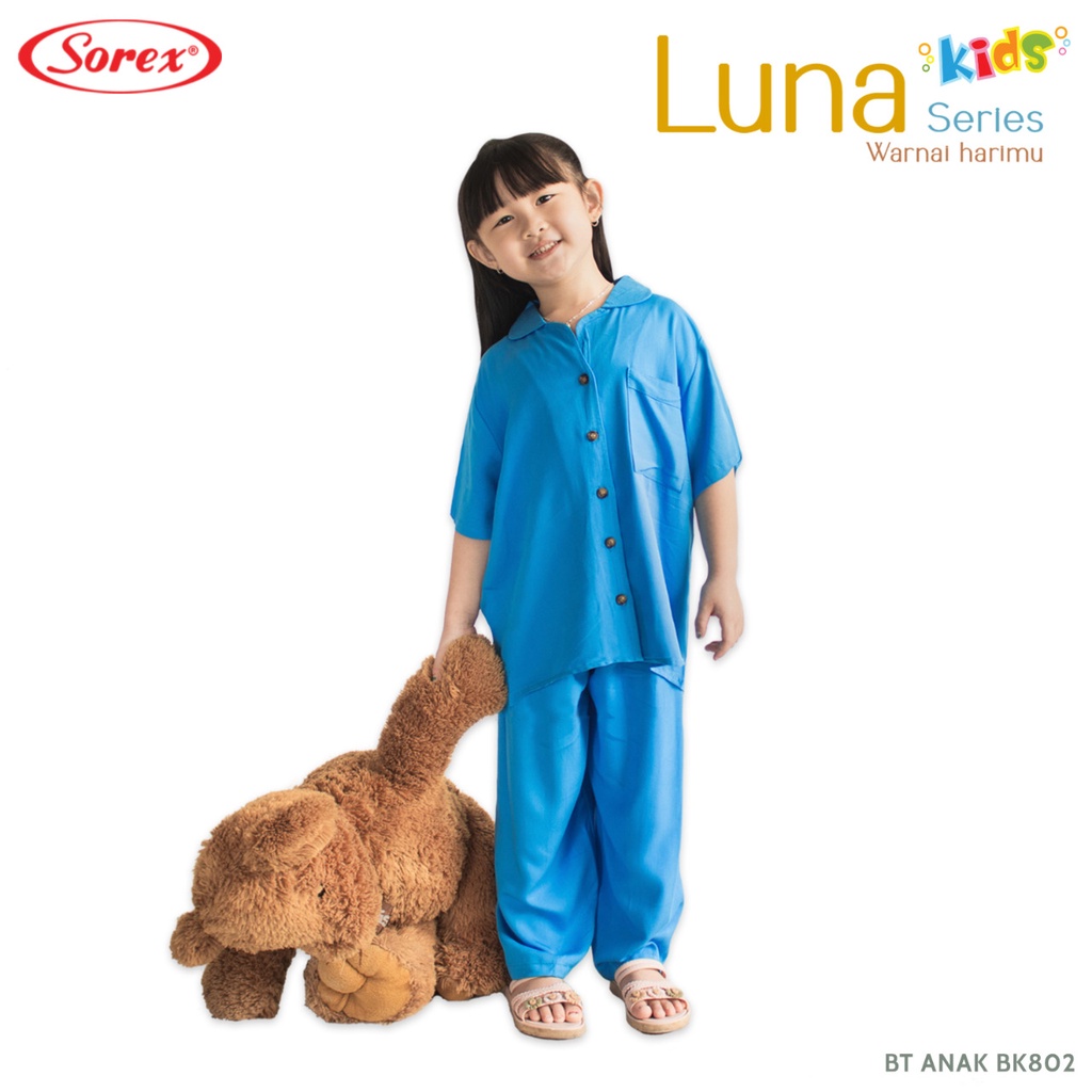 Sorex Kids Baju Tidur Anak perempuan 1 Set Atasan pendek + Celana Panjang Luna Series Piyama Freesiz