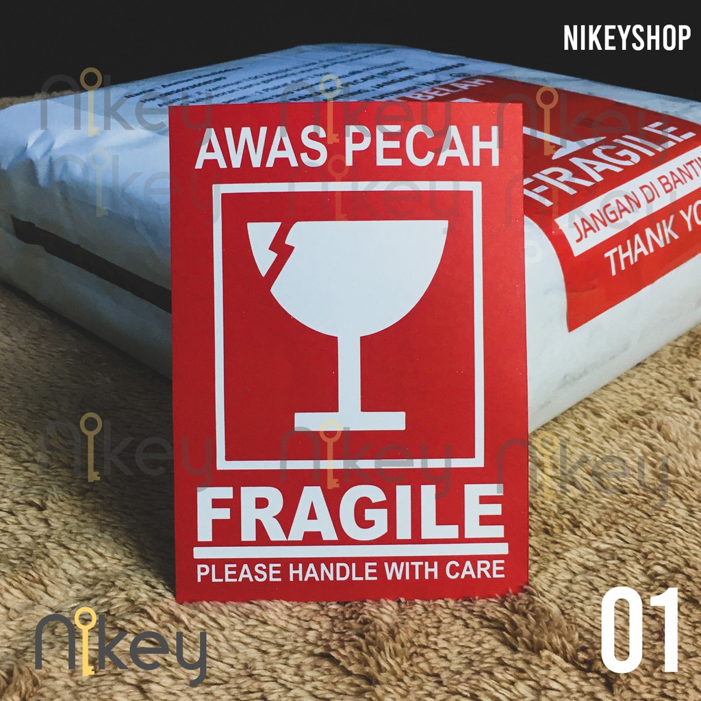 Sticker Label Fragile 1 pak (100pcs) Bahan Chromo