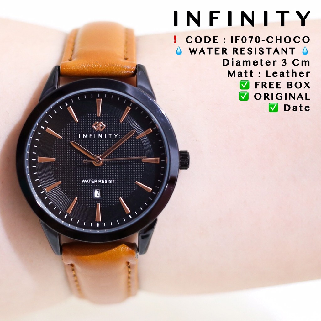 Jam tangan pria / wanita INFINITY original kulit tanggal aktif free box IF070