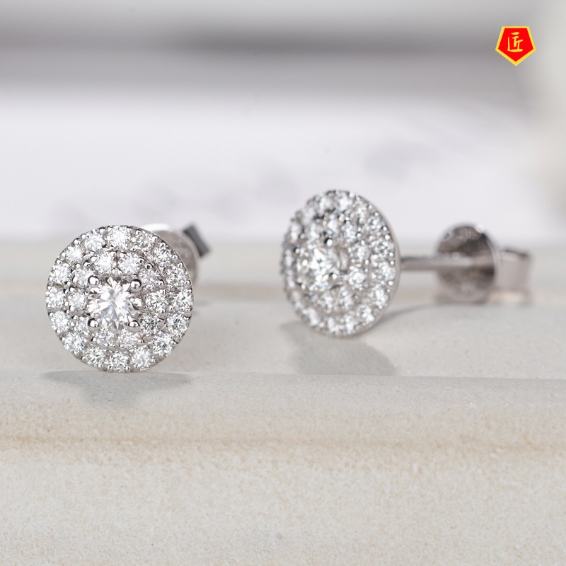 [Ready Stock]New Luxury Full-Jeweled Stud Earrings