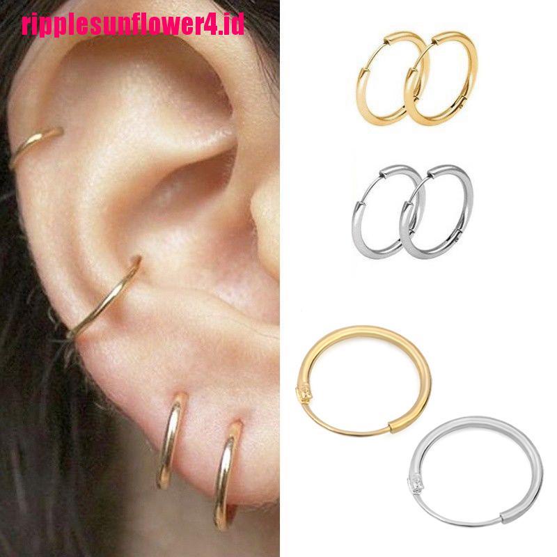 3 Pasang / Set Anting Tusuk Bentuk Lingkaran Kecil Simple Untuk Wanita