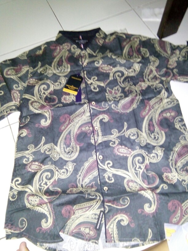 Brotherholic Baju Cowok Batik Songket Lengan Pendek Slimfit / Kemeja Batik Pria Pendek Hitam Slim