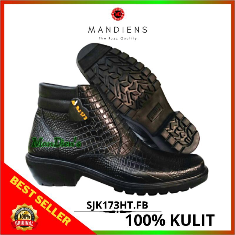 MANDIENS - Sepatu Boot Pria PDH Kulit Asli Motif Buaya Sol Tebal Model Sepatu Pdh Tni Polri Dinas Formal Kantor Sol Jenggel Gaya Koboi Model Touring Hiker Terbaru Kualitas terbaik Asli Original Branded Jenggel Pria