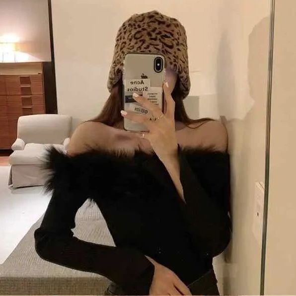 impor lembut leher kata sweater rajutan seksi lengan panjang sweater bottoming wanita atasan