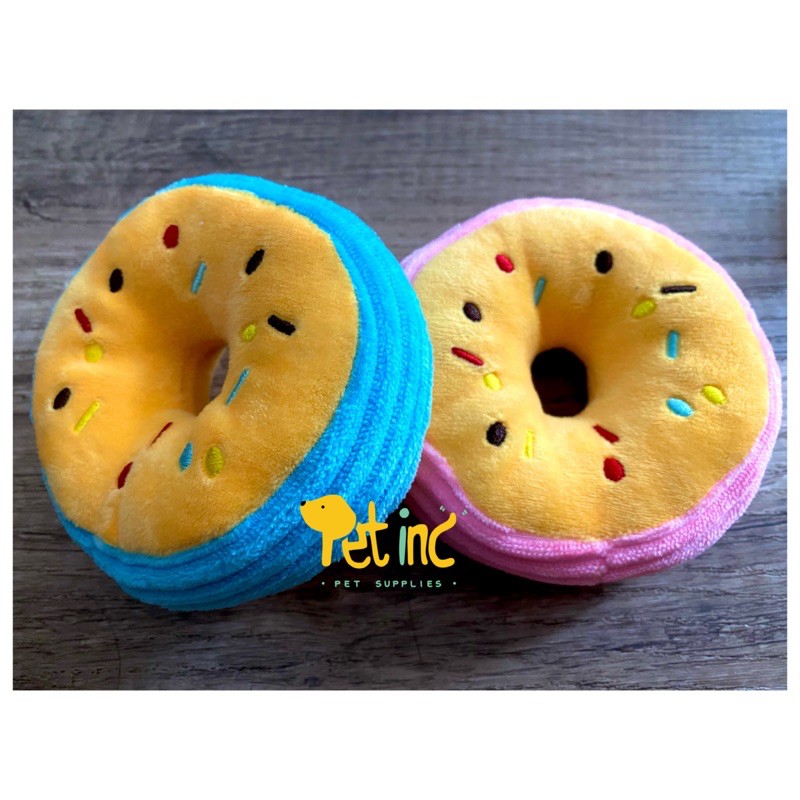 Fluffy donut with sprinkle squeaky toy