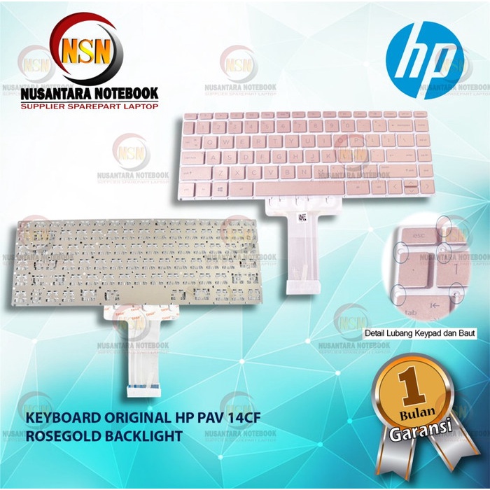 Keyboard Original HP PAV 14CF 14S-CF Rosegold Backlight