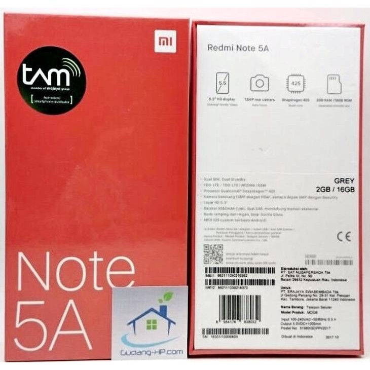 Dijual Xiaomi Redmi Note 5A 2/16GB Grey Garansi TAM - Abu -abu Tua Limited