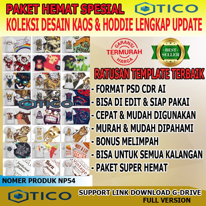 Paket Template Desain Kaos Dan Hoddie Terkini Siap Edit Format PSD CDR Usaha Percetakan Multimedia Termurah Terlaris NP54