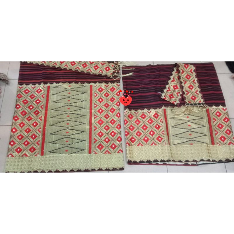 set tapis lampung bordir jungsarat mata kibau tumpal. macam warna