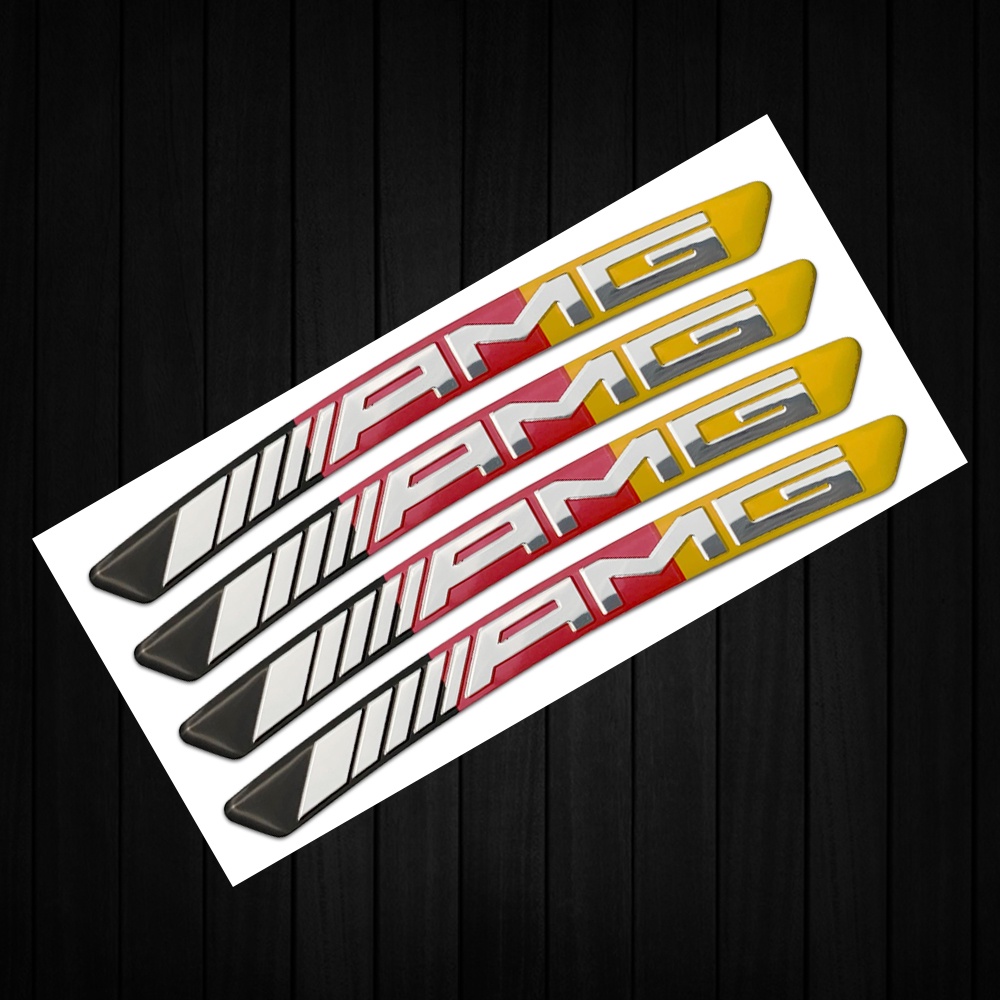 Amg 4 Pcs Sticker Dekorasi Velg Mobil Bahan Aluminum