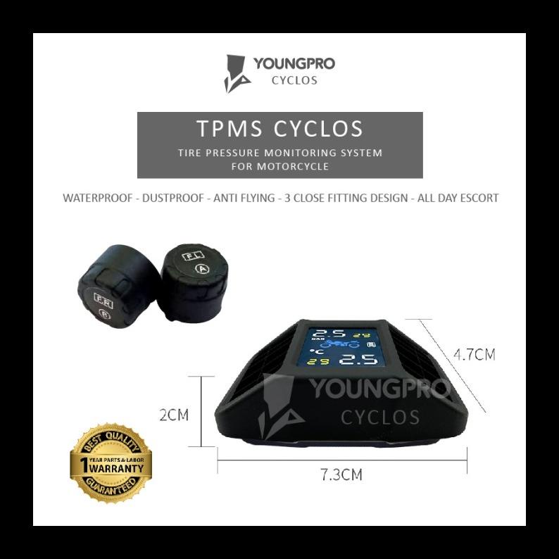 Terbaru Youngpro Cyclos Tpms Motor Pengukur Tekanan Angin Ban Solar Charging