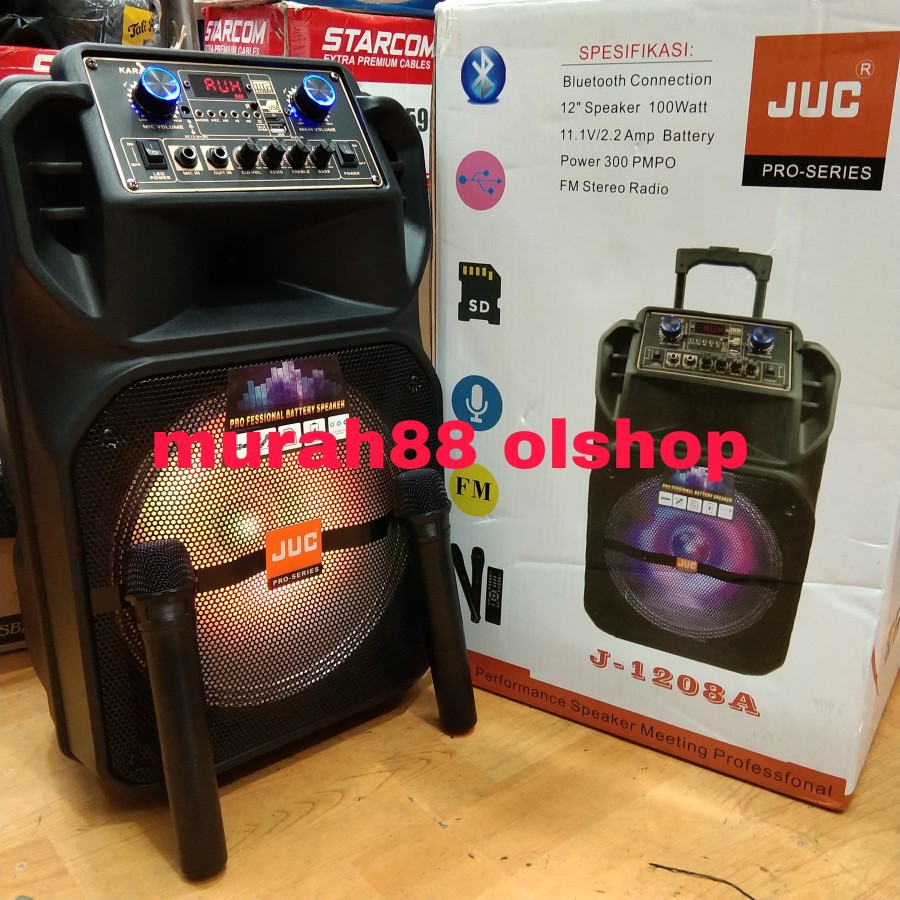 Speaker Portable wireless meeting JUC 12 inch J-1208A/P12 bluetooth bisa karaoke dr youtube