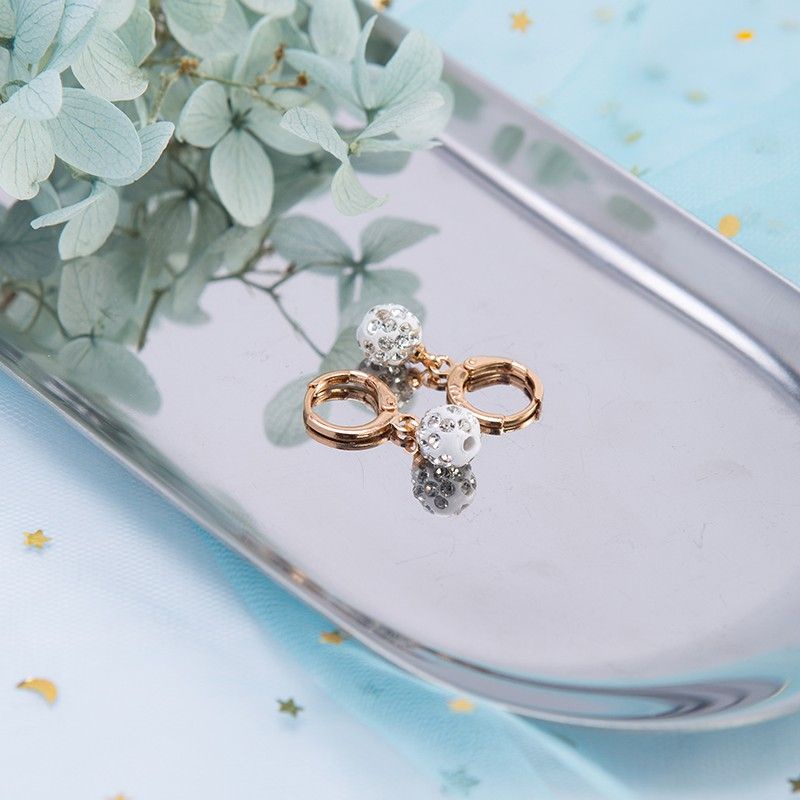 Anting Bola Kristal Zirconia Lapis Emas