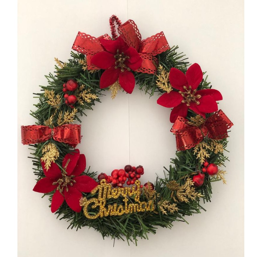 Dekorasi Hiasan  Natal  Pintu  Wreath Ring Krans Bulat Murah 