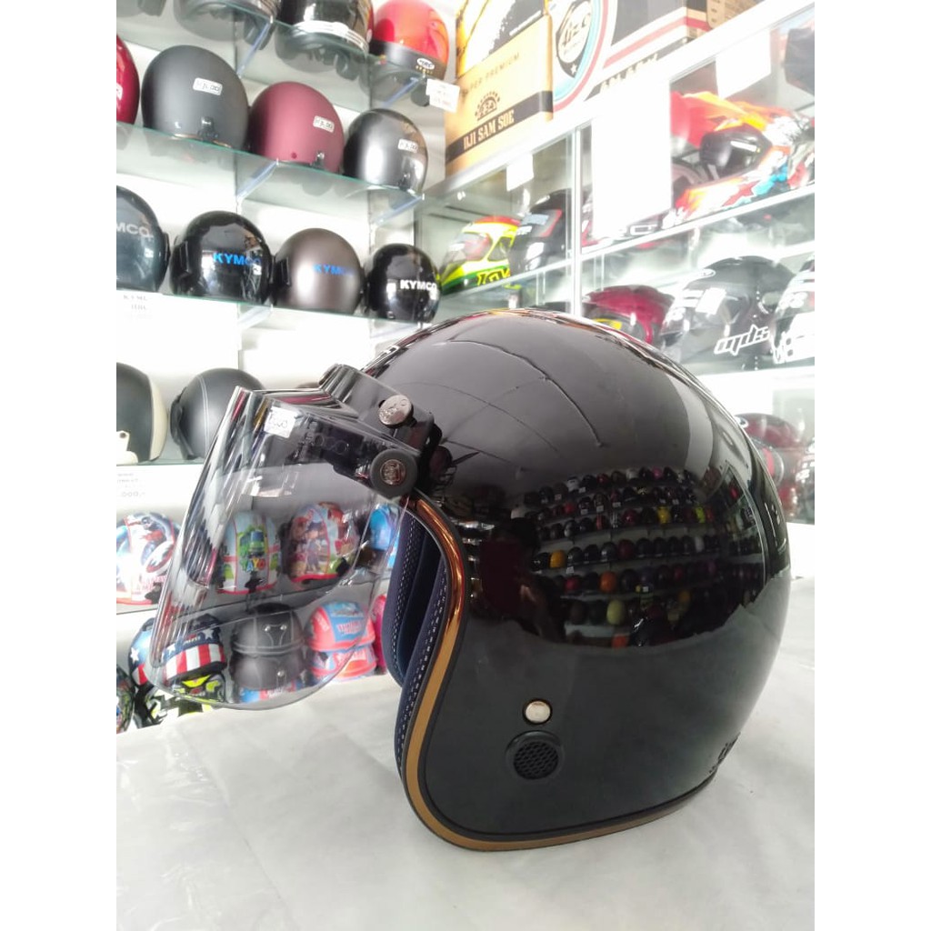 Igloo Helm List Gold Kaca Bogo Original Warna Hitam Glossy SNI COD Free Packing Kardus & Bubble Wrap